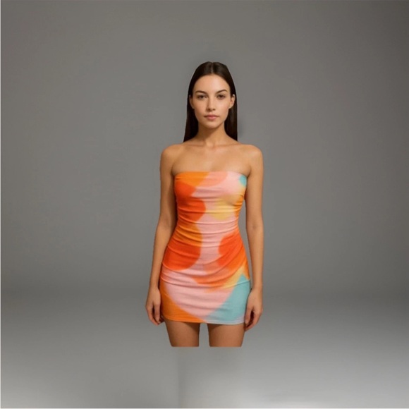 Dresses & Skirts - Vibrant Orange and Pink Mini Dress Female Size 8